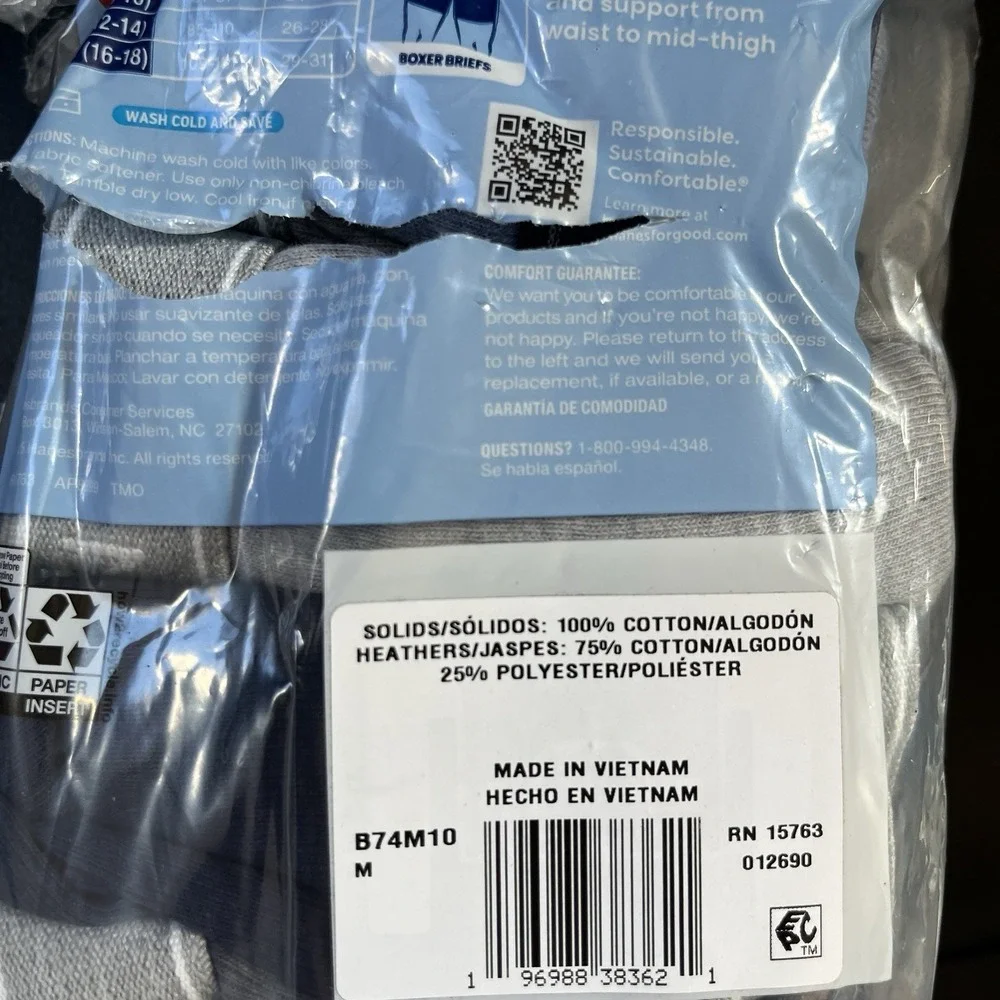 NEW Hanes Boys Tagless Boxer Briefs 10-Pack Size M 8-10 Multicolor Ultra Durable